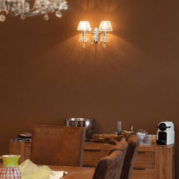 Strieborné textilné svetlo krištáľový dizajn 2-pl.