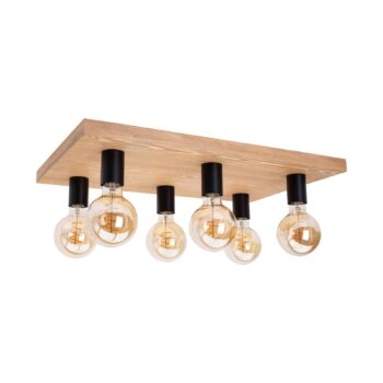 Stropná lampa Envostar Lobo 6fl. borovicovo hnedá