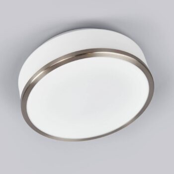 Stropná lampa Flush IP44, Ø 28 cm strieborná