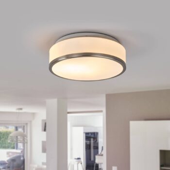 Stropná lampa Flush IP44, Ø 28 cm strieborná