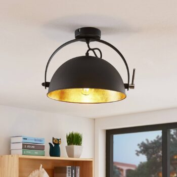 Stropná lampa Muriel, čierna/zlatá