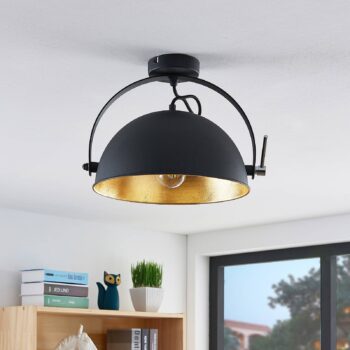 Stropná lampa Muriel, čierna/zlatá