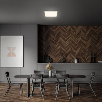 Stropné LED Flame 3 000K, 28,7x28,7 cm, strieborná