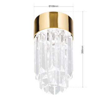 Stropné LED Prism krištáľové sklo, Ø 10 cm, zlatá
