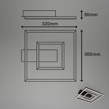 Stropné LED svetlo 3772 s 2 rámami, čierna
