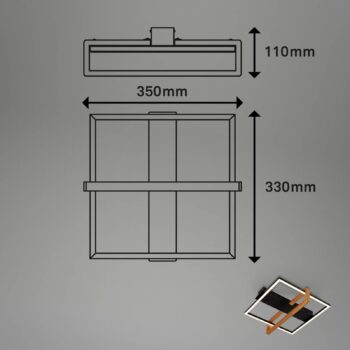 Stropné LED svetlo 3775015 štvorec 1-pl. s drevom
