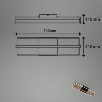 Stropné LED svetlo 3777015 obdĺžnik drevený prvok