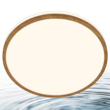 Stropné LED svetlo Acorus, Ø 28 cm, biela/farba dreva, IP44