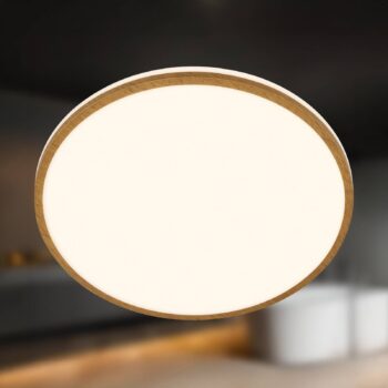 Stropné LED svetlo Acorus, Ø 33 cm, biela/farba dreva, IP44