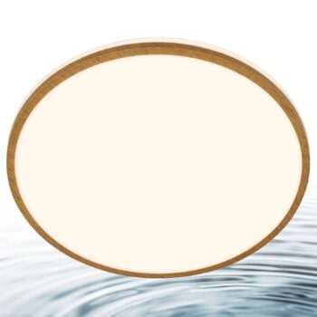 Stropné LED svetlo Acorus, Ø 33 cm, biela/farba dreva, IP44