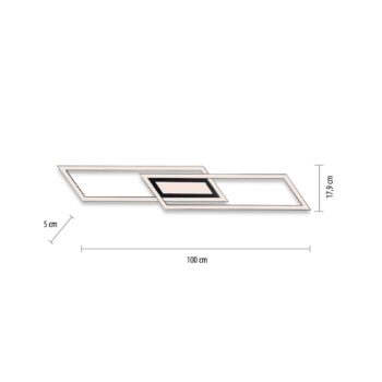 Stropné LED svetlo Asmin, CCT, čierne, 100x17,9cm