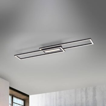 Stropné LED svetlo Asmin, CCT, čierne, 95x17,5cm