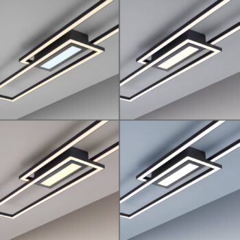 Stropné LED svetlo Asmin, CCT, čierne, 95x17,5cm