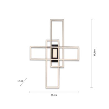 Stropné LED svetlo Asmin, CCT, čierne, 98,9x69,4cm
