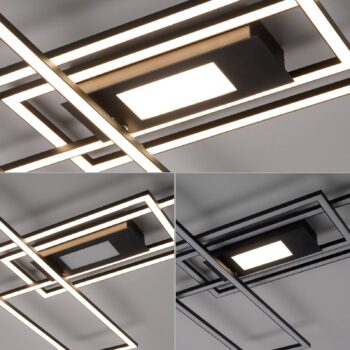 Stropné LED svetlo Asmin, CCT, čierne, 98,9x69,4cm
