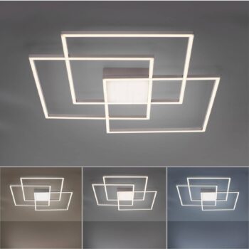 Stropné LED svetlo Asmin, CCT, oceľ, 75x75cm