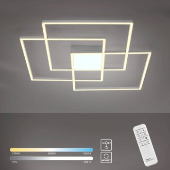 Stropné LED svetlo Asmin, CCT, oceľ, 75x75cm