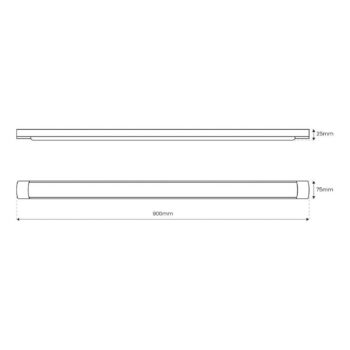 Stropné LED svetlo Batten, dĺžka 90 cm, hliník, biela, 4 000 K