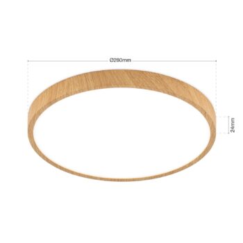 Stropné LED svetlo Bully, vzhľad drevo, Ø 28 cm