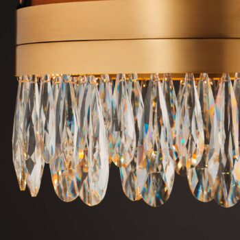 Stropné LED svetlo Celestia, Ø 40 cm, mosadzné, krištáľ