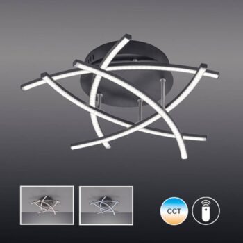 Stropné LED svetlo Cross tunable white 5-pl čierna