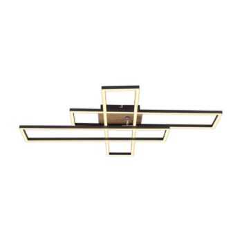 Stropné LED svetlo Dakari, dĺžka 80 cm, čierna/drevo, 3-pl.