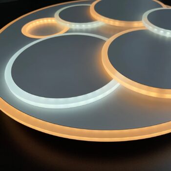 Stropné LED svetlo Dots, biele, Ø 50 cm, kov/akryl, CCT