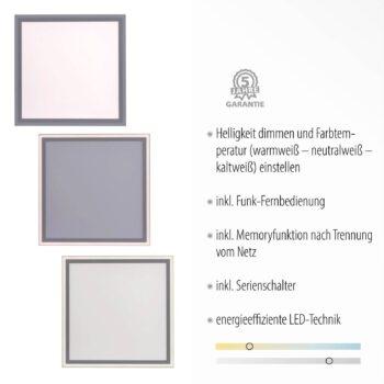 Stropné LED svetlo Edging, tunable white, 46x46 cm