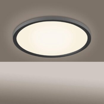 Stropné LED svetlo Flat CCT, Ø 40 cm, čierna