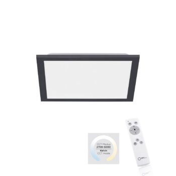 Stropné LED svetlo Flat, CCT, čierna, 29 x 29 cm