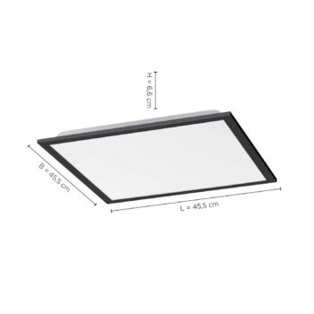 Stropné LED svetlo Flat, CCT, čierna, 45 x 45 cm