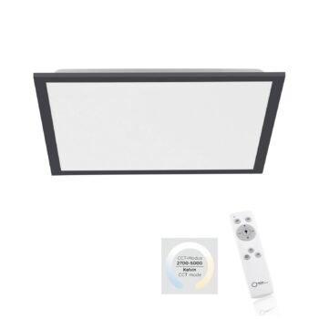Stropné LED svetlo Flat, CCT, čierna, 45 x 45 cm