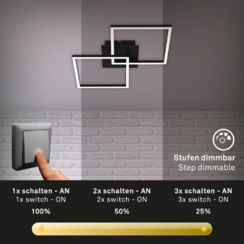 Stropné LED svetlo Frame 2-pl. Switch dim čierna