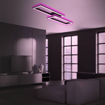 Stropné LED svetlo Frame 2pl RGBW backlight čierna