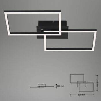 Stropné LED svetlo Frame CCT, čierna, 50 x 39 cm