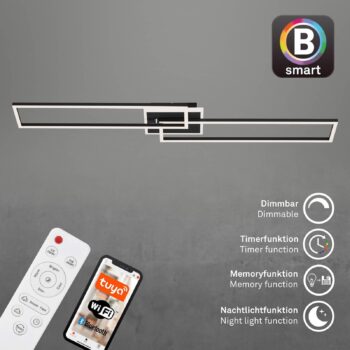 Stropné LED svetlo Frame S CCT 110x24,8 cm čierna