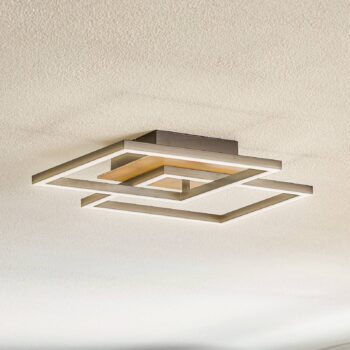 Stropné LED svetlo Frame, Switch dim, čierna/drevo