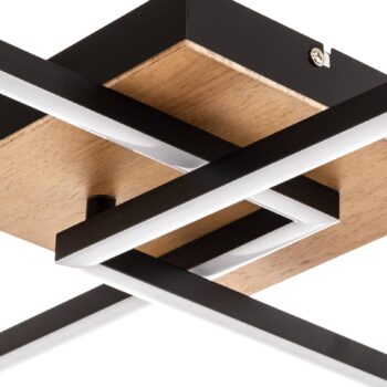 Stropné LED svetlo Frame, Switch dim, čierna/drevo