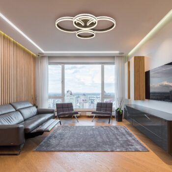Stropné LED svetlo Grouni, dĺžka 85 cm, titánová farba, CCT