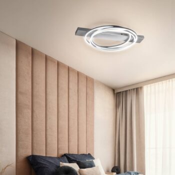 Stropné LED svetlo Kiku, dĺžka 76 cm, hliníková farba, kov