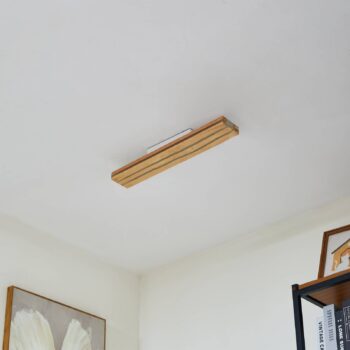 Stropné LED svetlo Lucande Silja, drevo, 100 cm, 3000K
