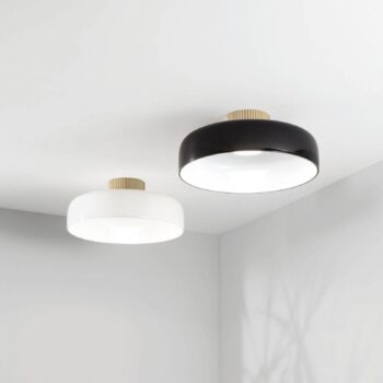 Stropné LED svetlo Lunar, čierne, sklo, Ø 42 cm, CCT, stmievateľné