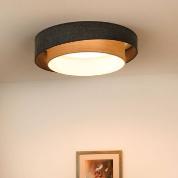 Stropné LED svetlo Luneta Chenille modrá/sivá Ø 60 cm 3-stupňové stmievateľné