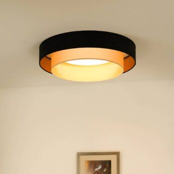 Stropné LED svetlo Luneta Samt čierna/zlatá, Ø 60 cm 3-stupňové stmievateľné