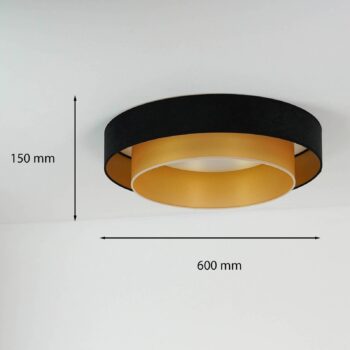 Stropné LED svetlo Luneta Samt čierna/zlatá, Ø 60 cm 3-stupňové stmievateľné