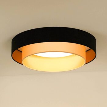 Stropné LED svetlo Luneta Samt čierna/zlatá, Ø 60 cm 3-stupňové stmievateľné