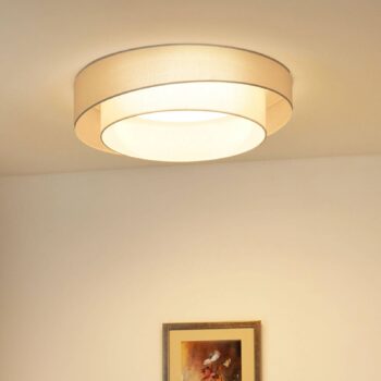 Stropné LED svetlo Luneta, biela/biela, Ø 60 cm, 3-stupňové stmievateľné