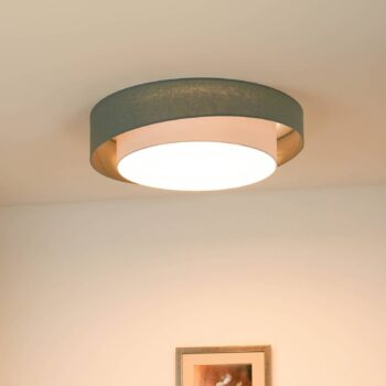 Stropné LED svetlo Luneta, šalvia/biela, Ø 60 cm, 3-stupňové stmievateľné