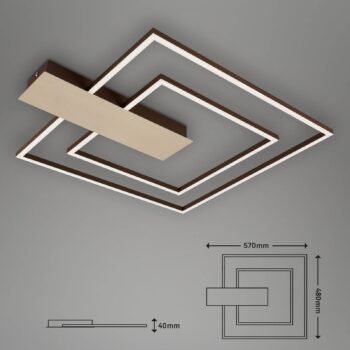 Stropné LED svetlo Nico Duo 3 000 K hranaté zlatá