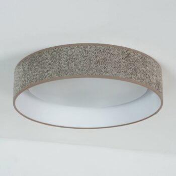 Stropné LED svetlo Plafond, Bouclé šedá, Ø 45 cm, 3-stupňové stmievateľné